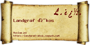 Landgraf Ákos névjegykártya